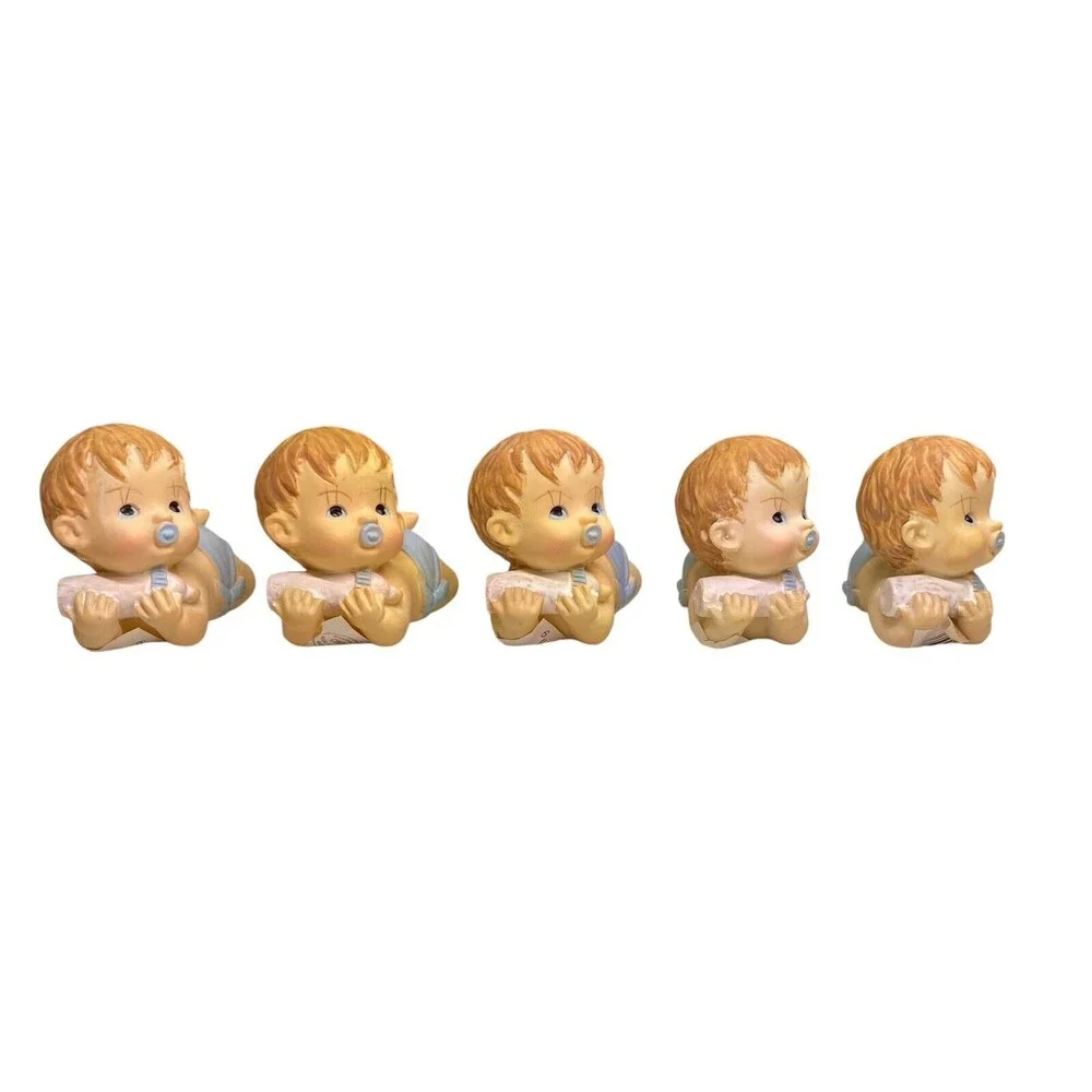 5 CWI Brand Baby Figurines Vintage Baby Shower Gift Decor Crafts 2” T Blue NWT - Picture 6 of 13